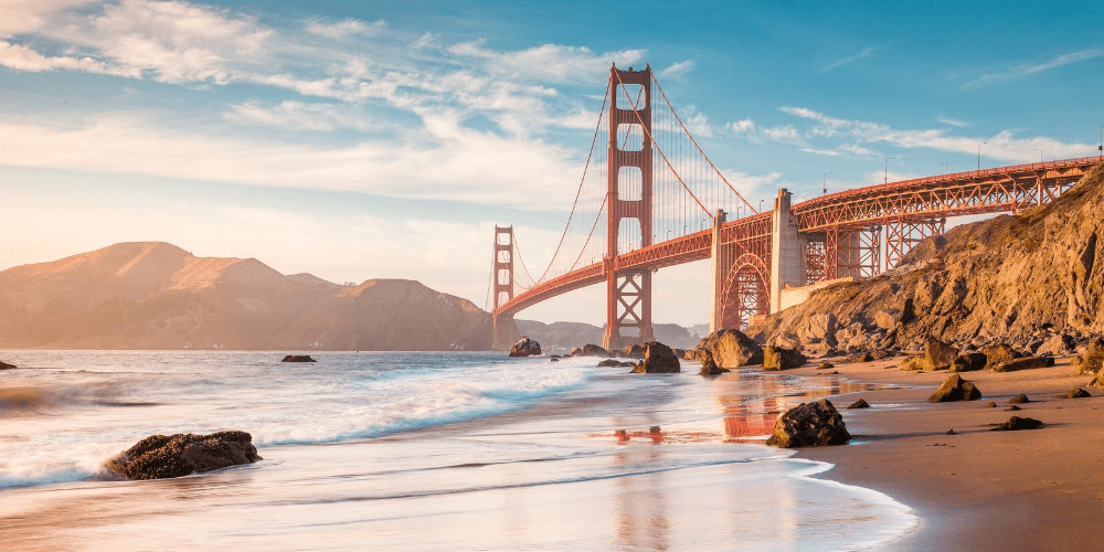 Golden Gate Bridge view from the beach