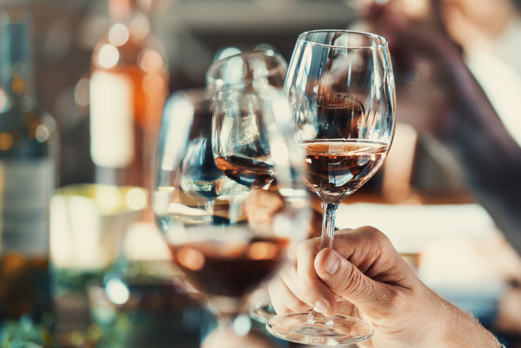 glass of wine in the hand