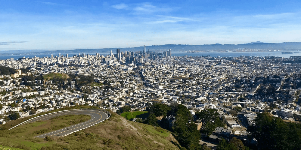 view of San Francisco from twin peaks overlook