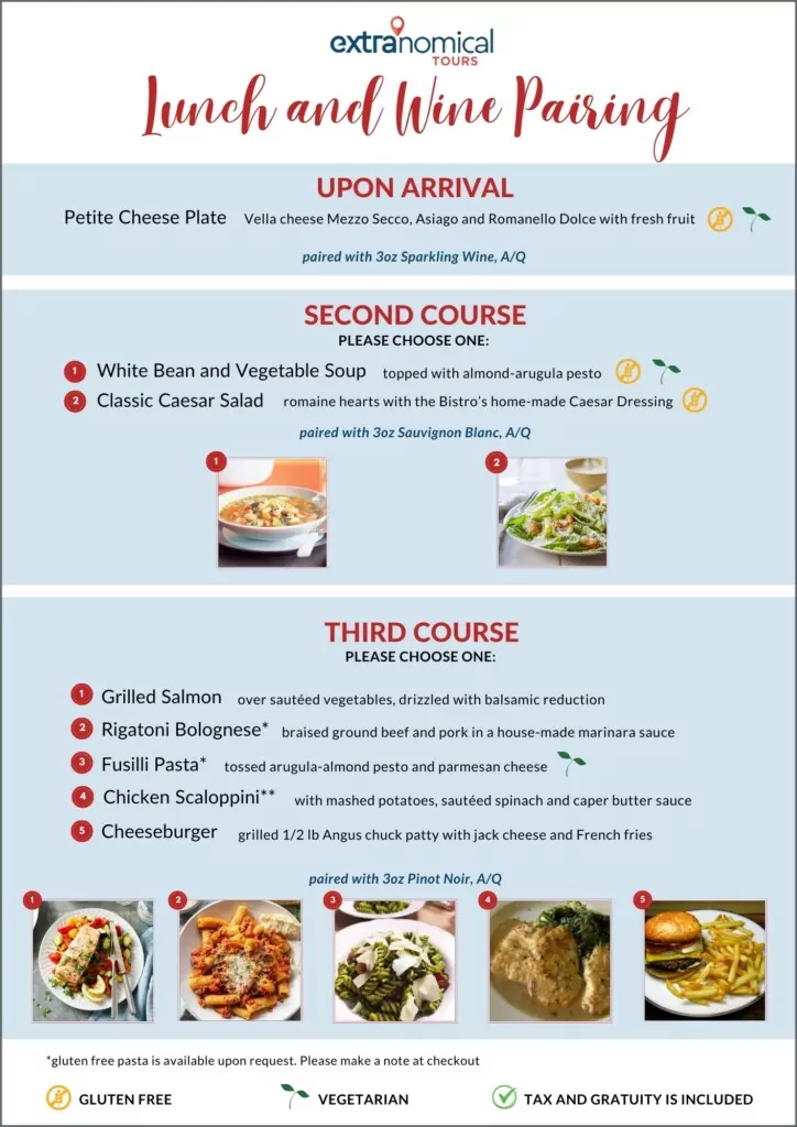a photo menu of a 3 course meal