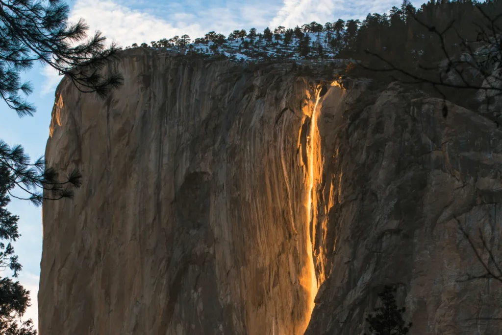  horsetail falls on the eastern face of el capitan