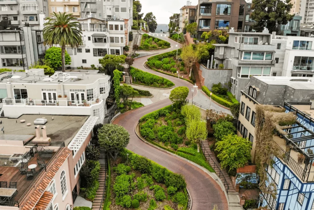 Lombard street view from the top