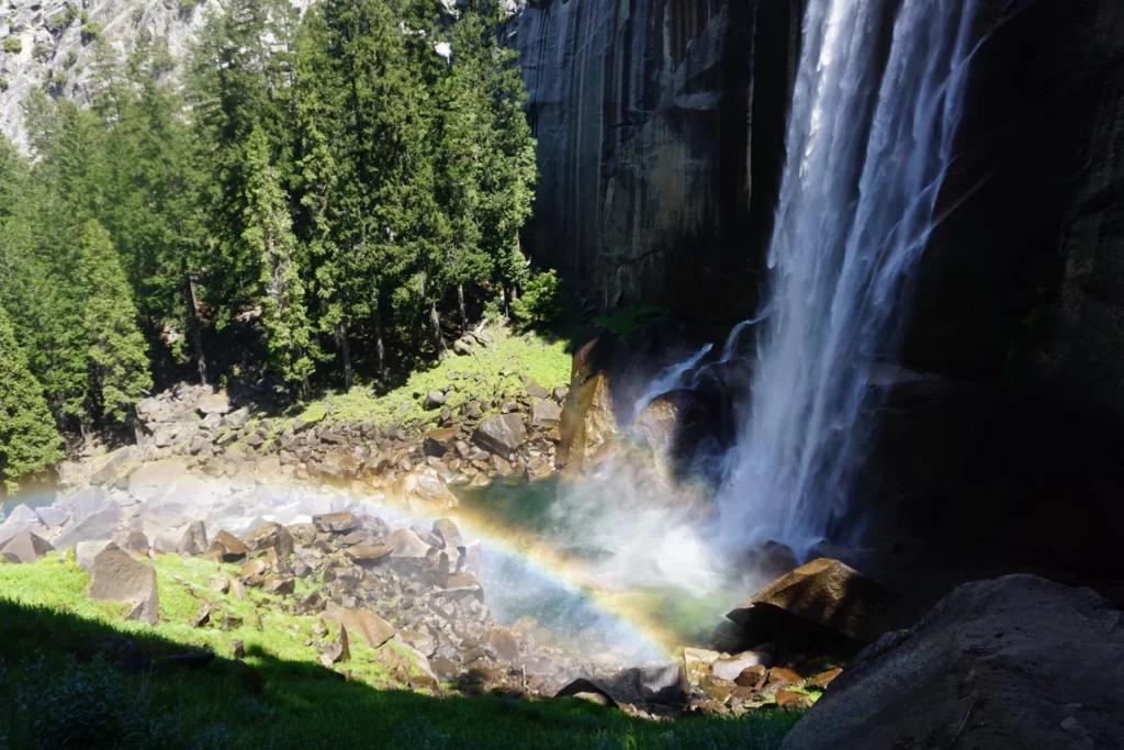 rainbow in front of  vernal falls 