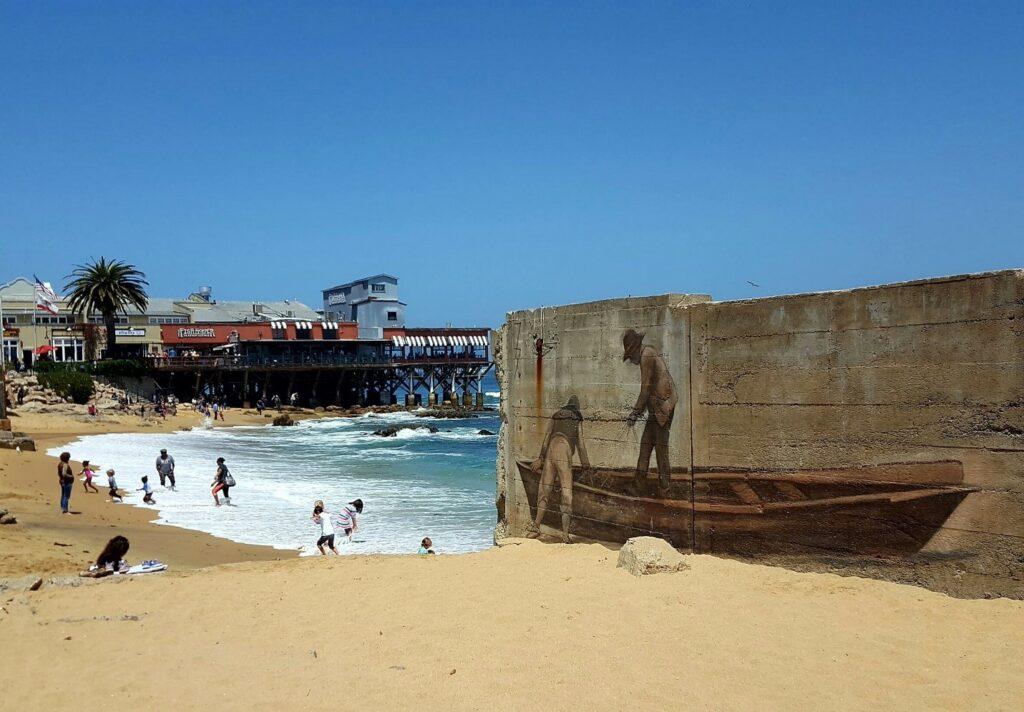 fisherman's mural on Monterey's beach