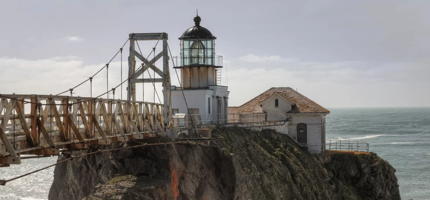 Point Bonita Lighthouse with the ocean on the background