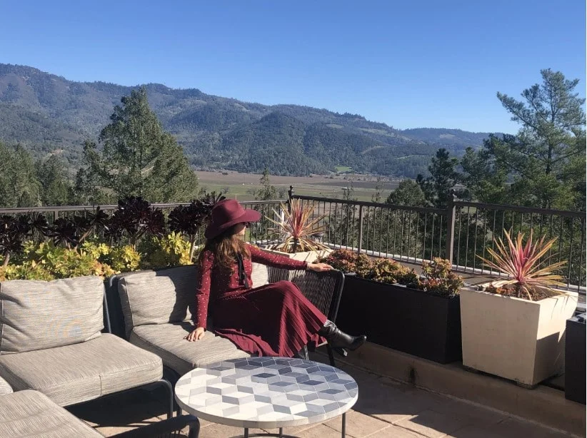 woman looking on sterling winery view 