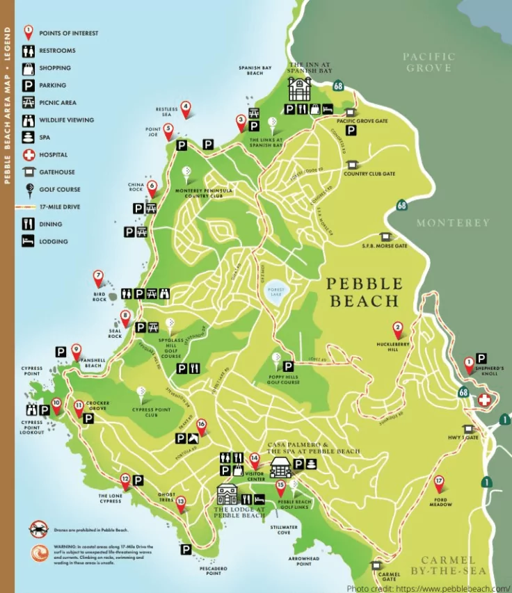 monterey to carmel map of the 17 mile drive