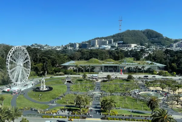 Aerial view of the California Academy of Sciences in San Francisco.