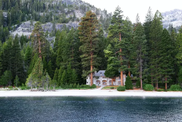 castle in front of a lake