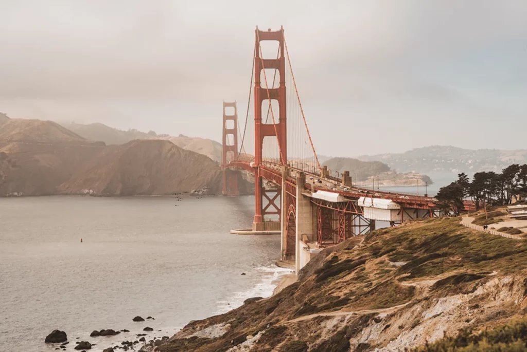 Golden Gate Bridge view with fog