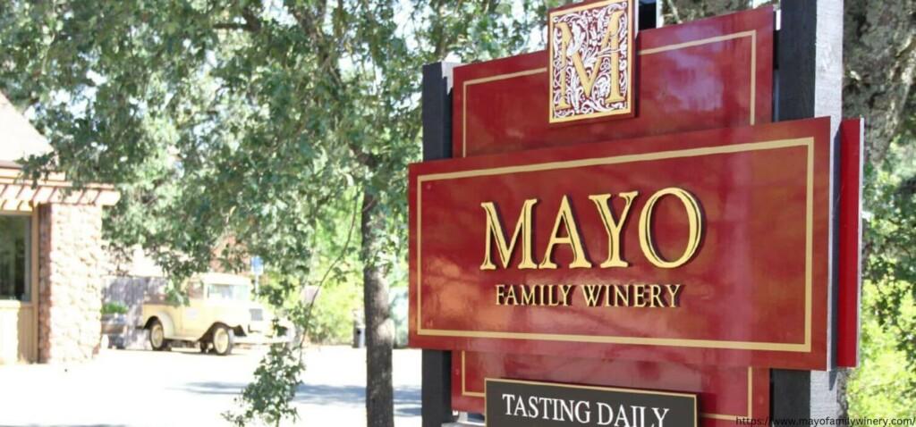 mayo family winery entrance sign