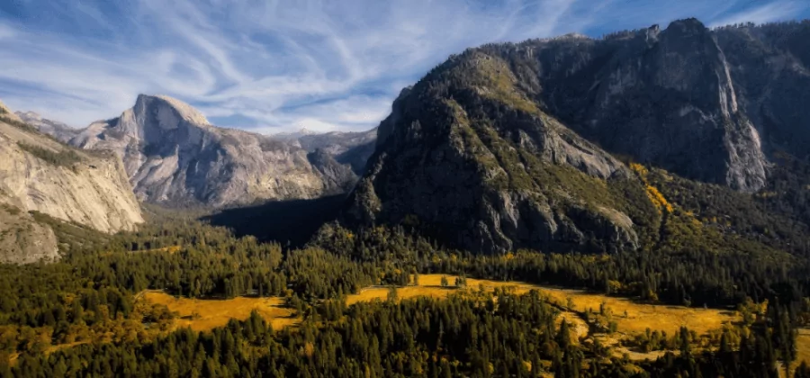 view of yosemite valley from columbia rock trail