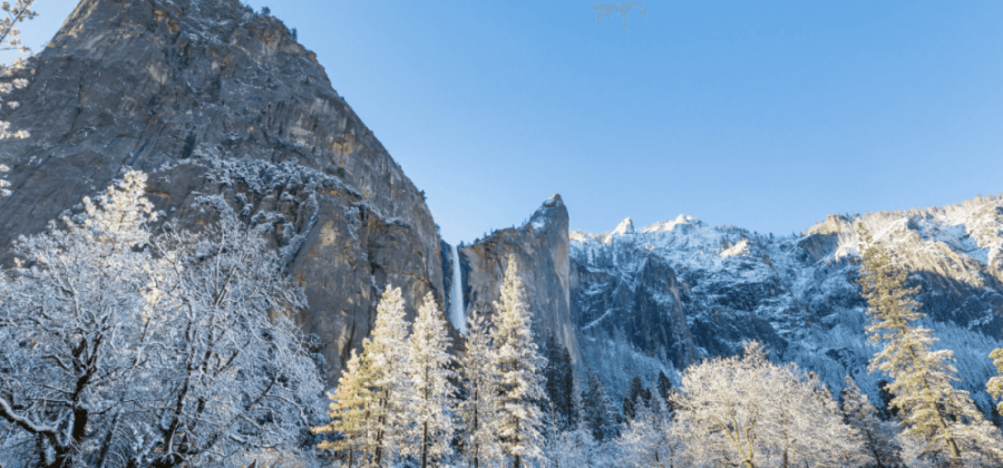 yosemite waterfall in the winter