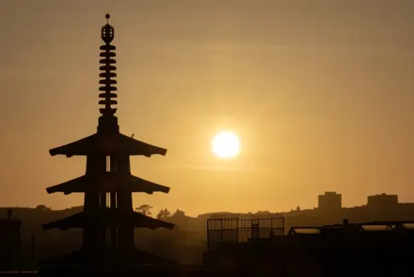 silhouette of a pagoda