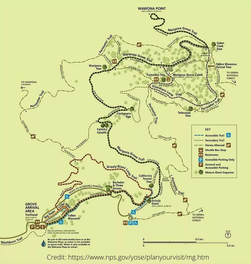 mariposa grove map 