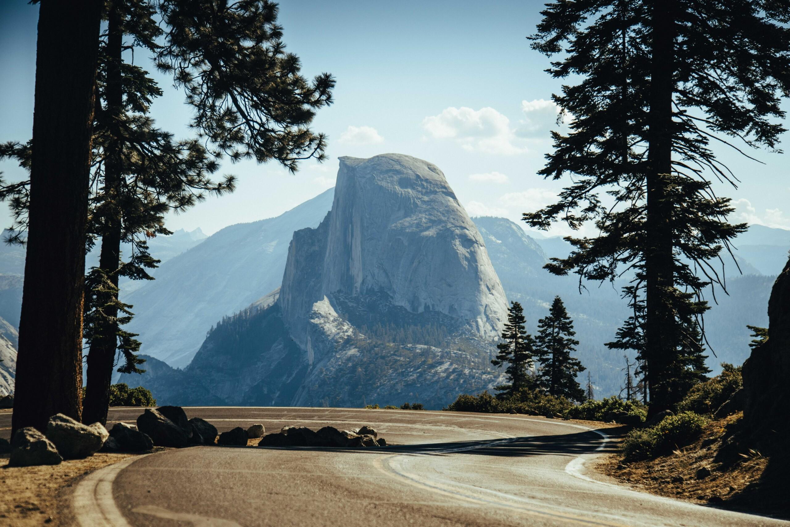 half dome view from the road