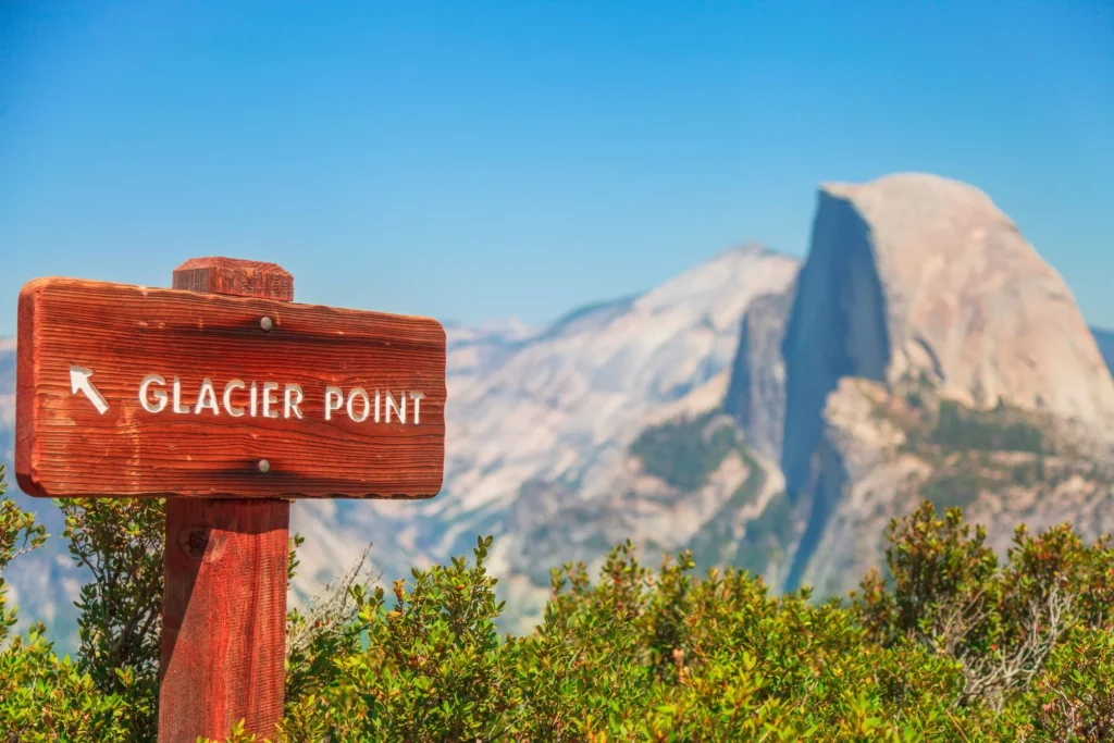 Glacier Point sign in front of glacier point