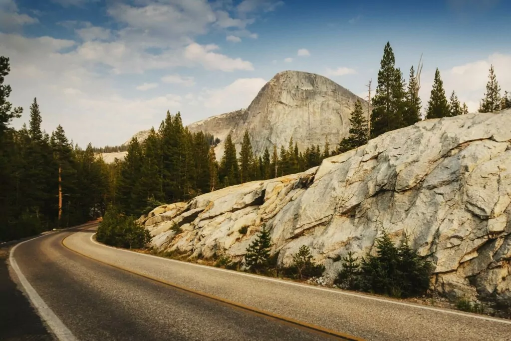 view of yosemite on the road 