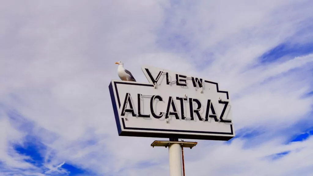 alcatraz signage with cumulus clouds as background 